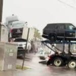 Breaking News Train Crashes into Stuck Car Hauler During Heavy Rain in Hollywood, Florida!