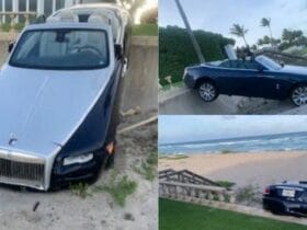 Police Say a Woman Drives a Rolls-royce Through a Backyard in Palm Beach and Into the Beach.