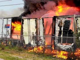 Tampa Emergency: 11 Semi-Trailers Ablaze After Power Line Incident