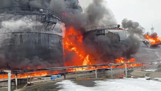 Ukrainian Drone Strike Sparks Massive Blaze at Russian Oil Depot, Officials Report