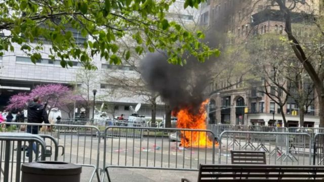 Self-Immolation Protester Erupts Outside Trump Trial Courthouse