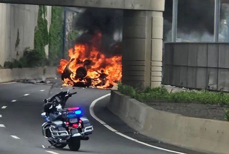 Tragic Crash Driver Dies After Burning SUV Plunges 40 Feet in Boston