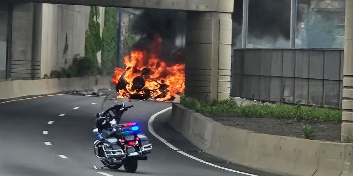 Tragic Crash Driver Dies After Burning SUV Plunges 40 Feet in Boston