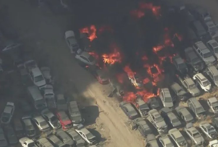 Massive Junkyard Blaze Engulfs Over 1,500 Cars in Southern California
