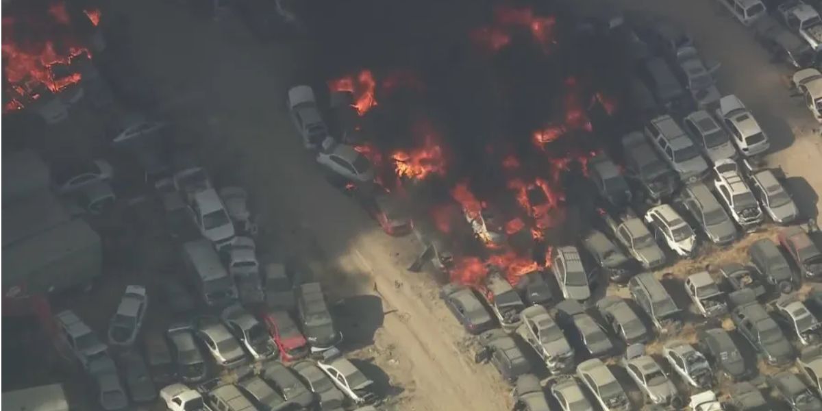 Massive Junkyard Blaze Engulfs Over 1,500 Cars in Southern California