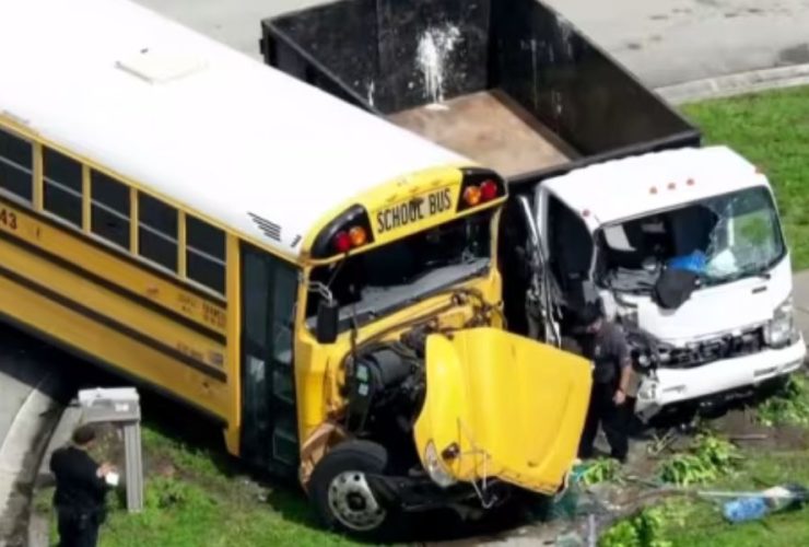 Hialeah Accident Six, Including Three Children, Hospitalized After School Bus and Truck Collision