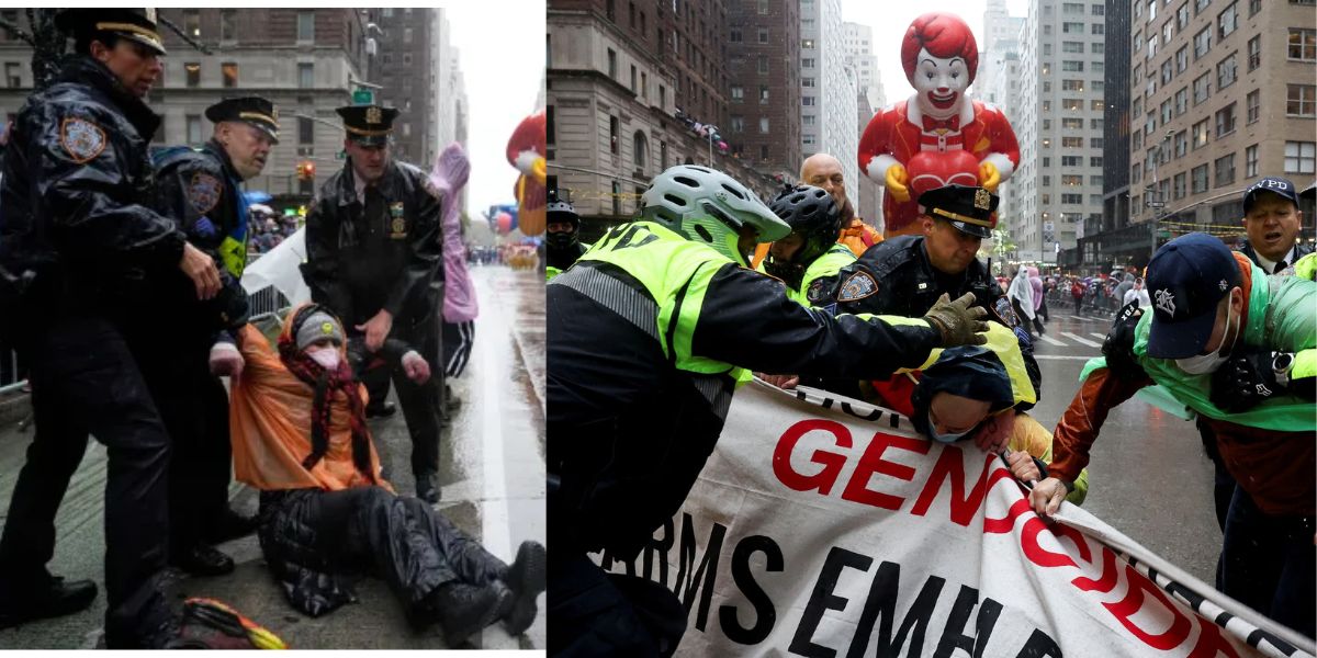 Pro-Palestinian Protesters Disrupt Macy's Thanksgiving Parade, 21 Arrested