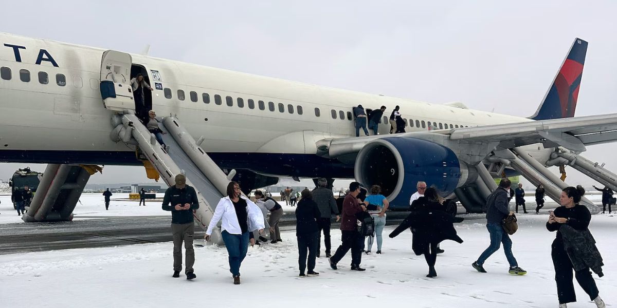 Delta Flight in Atlanta Forced to Evacuate as Winter Storm Hits, Passengers Slide to Safety